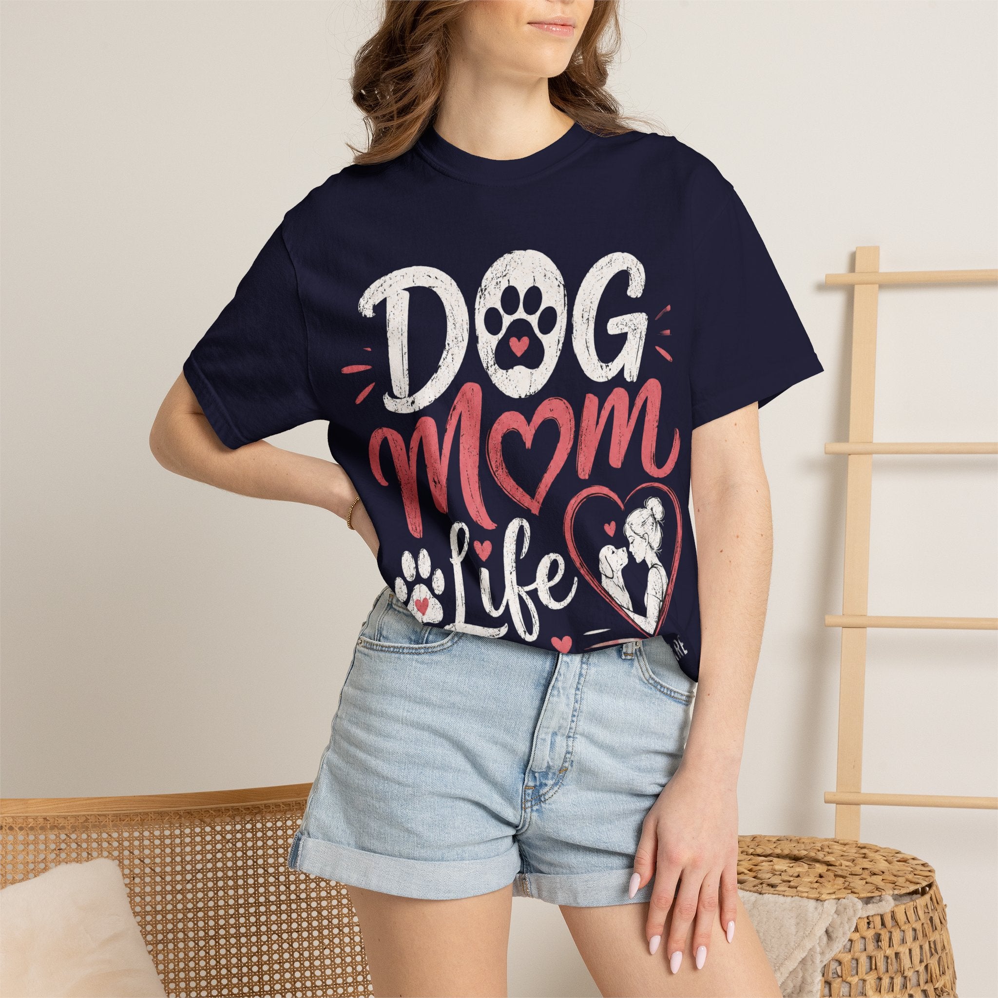 Dog Mom Life T-Shirt — Cute Paw Heart Graphic Tee for Dog Lovers