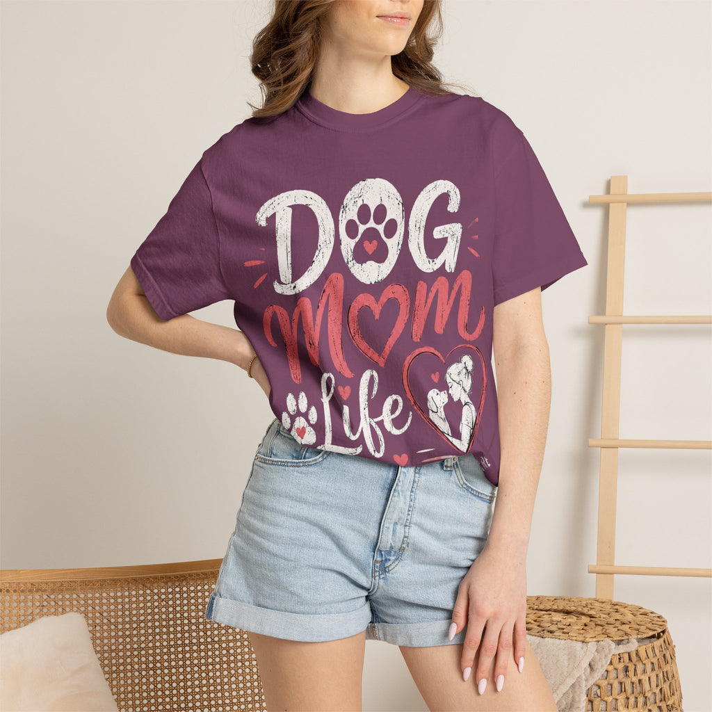 Dog Mom Life T-Shirt — Cute Paw Heart Graphic Tee for Dog Lovers